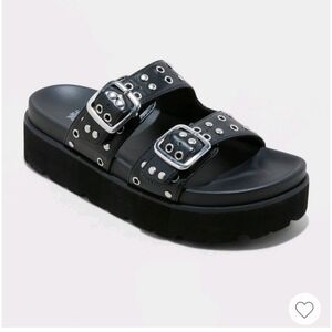 Wild Fable Black Double Buckle Platform Sandals